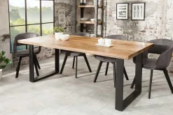 Massiver Esstisch IRON CRAFT 160cm natur Mangoholz Eisen Kufengestell Industrial Design