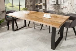 Massiver Esstisch IRON CRAFT 160cm natur Mangoholz Eisen Kufengestell Industrial Design