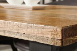 Massiver Esstisch IRON CRAFT 160cm natur Mangoholz Eisen Kufengestell Industrial Design
