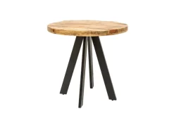 Massiver Esstisch IRON CRAFT 100cm rund natur Mangoholz schwarzes Metallgestell
