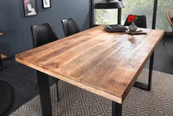 Massiver Esstisch IRON CRAFT 140cm Mangoholz schwarzes Eisengestell Kufe Industrial Design