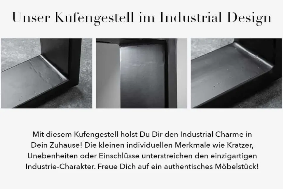 Massiver Esstisch IRON CRAFT 140cm Mangoholz schwarzes Eisengestell Kufe Industrial Design