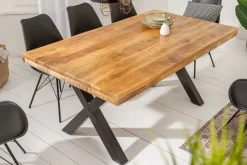 Massiver Esstisch IRON CRAFT 140cm Mangoholz schwarz Metall Industrial Design