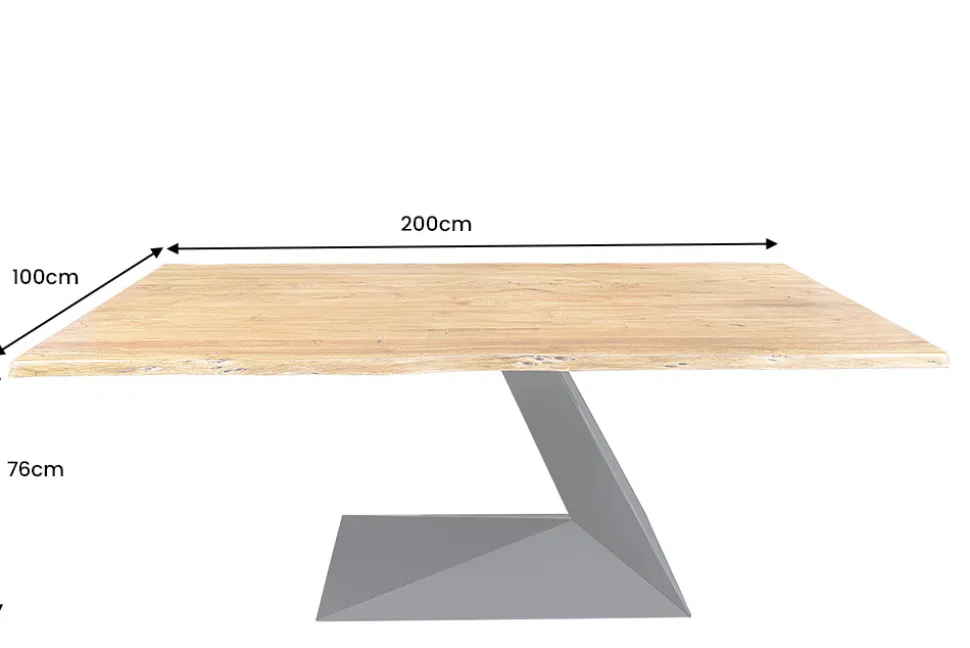 Massiver Esstisch MAMMUT BALANCE 200cm natur braun Akazie schwarz Baumkante
