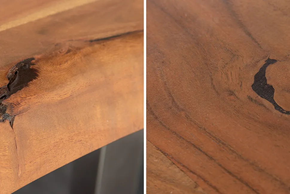 Massiver Esstisch MAMMUT 300cm braun honey finish Akazie schwarz Baumkante