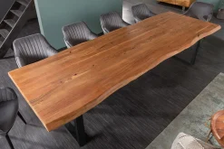 Massiver Esstisch MAMMUT 300cm braun honey finish Akazie schwarz Baumkante
