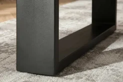 Massiver Esstisch MAMMUT 220cm natur Akazie U-Gestell schwarz Baumkante 5cm Tischplatte