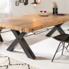 Massiver Esstisch THOR 240cm natur recyceltes Pinienholz Industrial Design