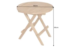 Massiver Gartenbeistelltisch EMPIRE TEAK 50cm natur Teakholz klappbar rund Outdoor