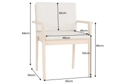 Massiver Gartenstuhl KOPENHAGEN natur Akazienholz beige Outdoor inkl. Kissen