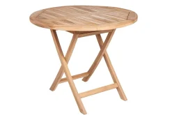 Massiver Gartentisch EMPIRE TEAK 90cm Teakholz rund klappbar Balkontisch Outdoor