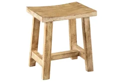 Massiver Hocker FINCA 45cm beige Mangoholz Handarbeit Boho Shabby Chic