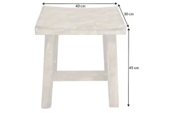 Massiver Hocker FINCA 45cm beige Mangoholz Handarbeit Boho Shabby Chic