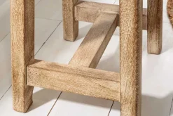 Massiver Hocker FINCA 45cm beige Mangoholz Handarbeit Boho Shabby Chic