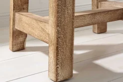 Massiver Hocker FINCA 45cm beige Mangoholz Handarbeit Boho Shabby Chic