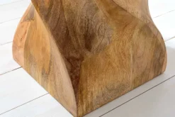 Massiver Hocker TWIST 45cm natur Mangoholz handmade Beistelltisch