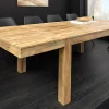 Massiver Holz Esstisch PURE 120-200cm natur Mangoholz mit Ansteckplatten