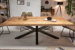 Massiver Industrial Esstisch GALAXIE 200cm Mangoholz sternenförmiges Gestell