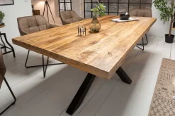 Massiver Industrial Esstisch GALAXIE 180cm Mangoholz sternenförmiges Gestell