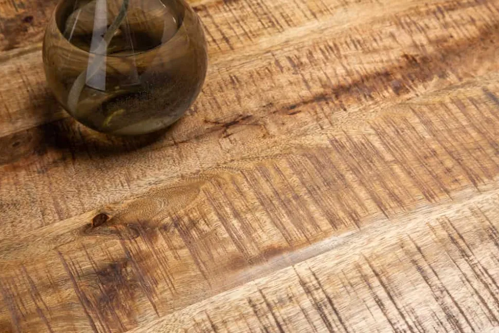 Massiver Industrial Esstisch GALAXIE 180cm Mangoholz sternenförmiges Gestell