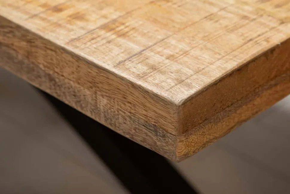 Massiver Industrial Esstisch GALAXIE 160cm Mangoholz sternenförmiges Gestell