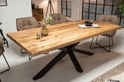 Massiver Industrial Esstisch GALAXIE 160cm Mangoholz sternenförmiges Gestell