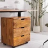 Massiver Rollcontainer MAKASSAR 60cm braun stone finish Sheesham mit Schubladen