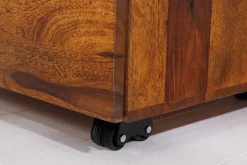 Massiver Rollcontainer MAKASSAR 60cm braun stone finish Sheesham mit Schubladen