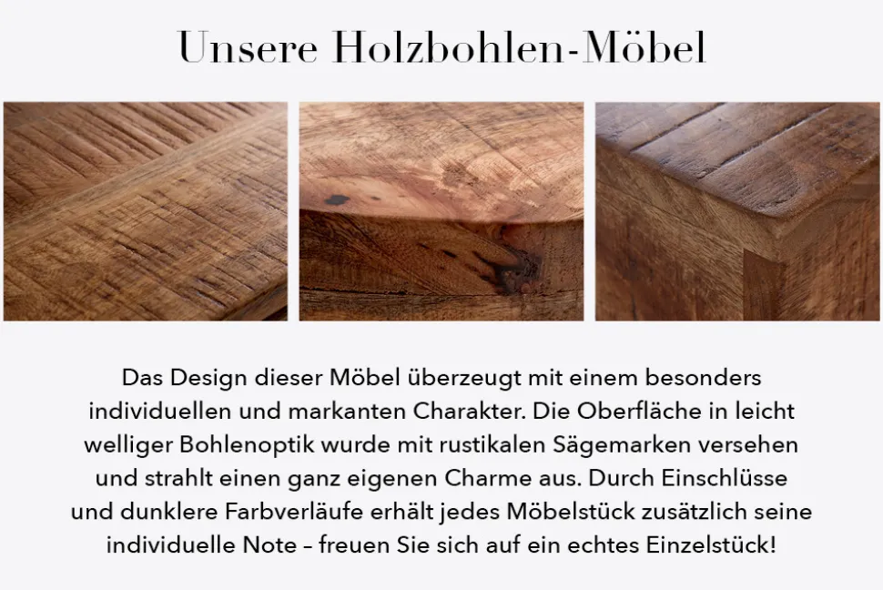 Massiver Schreibtisch RETRO 120cm Mangoholz Bürotisch mit Schublade