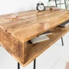 Massiver Schreibtisch SCORPION 100cm natur Mangoholz Hairpin Legs