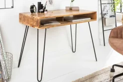Massiver Schreibtisch SCORPION 100cm natur Mangoholz Hairpin Legs