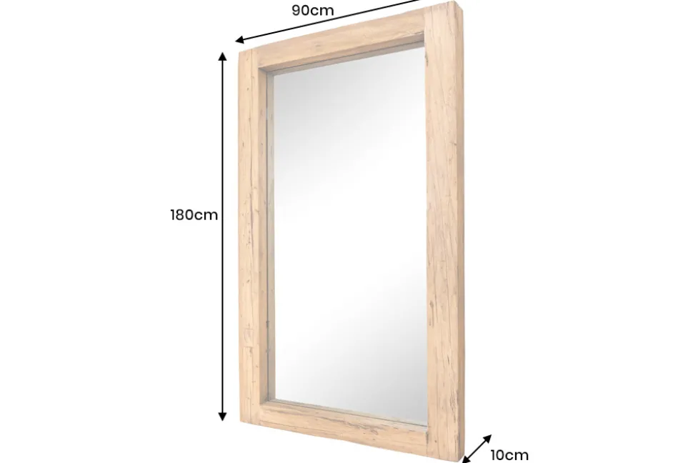 Massiver Spiegel JAVA 180cm natur recyceltes Teakholz hängend oder stehend