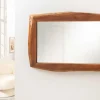 Massiver Spiegel MAMMUT 100cm braun Akazienholz Baumkante Wandspiegel