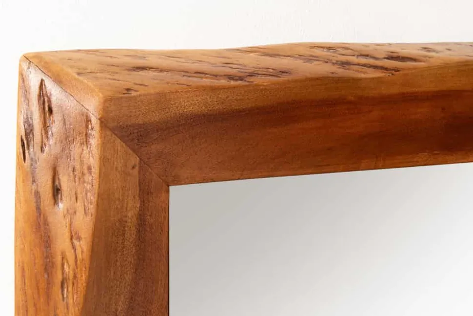 Massiver Spiegel MAMMUT 100cm braun Akazienholz Baumkante Wandspiegel