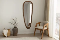 Massiver Wandspiegel ORGANIC 165cm braun Walnussholz-Design