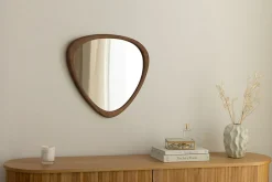 Massiver Wandspiegel ORGANIC 65cm braun Walnussholz-Design