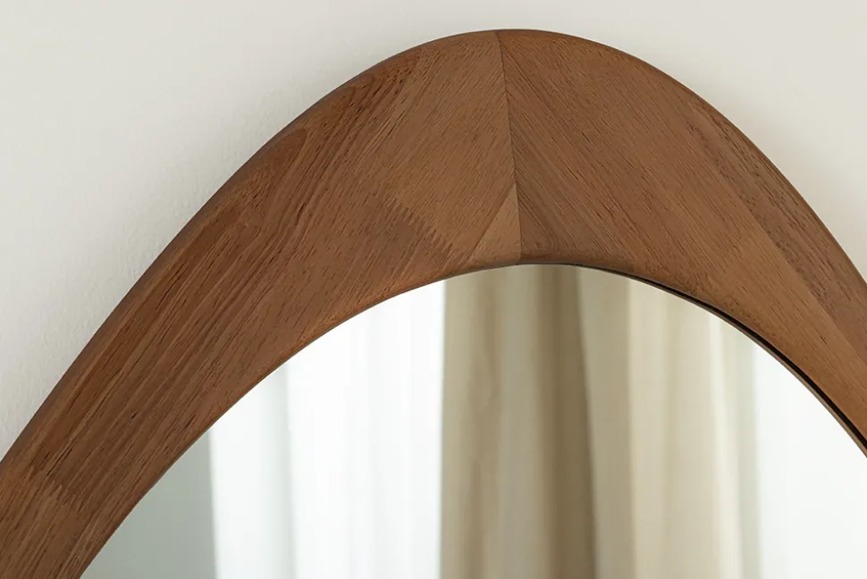 Massiver Wandspiegel ORGANIC 90cm braun Walnussholz-Design