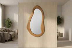 Massiver Wandspiegel ORGANIC 130cm creme Mangoholz flexibel aufhängbar