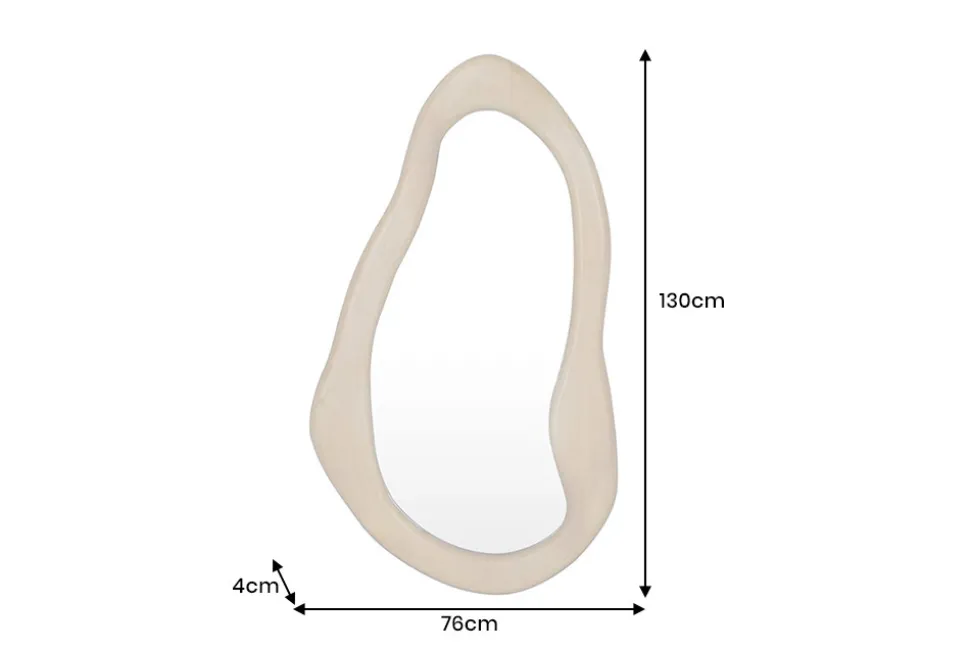 Massiver Wandspiegel ORGANIC 130cm creme Mangoholz flexibel aufhängbar