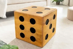 Massiver Würfel-Hocker CUBE 40cm natur Mangoholz Beistelltisch stapelbar
