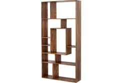 Massives Bücherregal CUBUS 180cm braun Sheesham stone finish einzigartige Maserung