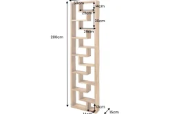 Massives Bücherregal JAVA 200cm natur recyceltes Teakholz Standregal Raumtrenner
