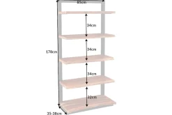 Massives Bücherregal MAMMUT 180cm Akazie schwarz fünf Regalböden