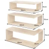Massives 3er Set Wandregale SURREAL 65cm natur Außenecke Mangoholz