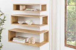 Massives 3er Set Wandregale SURREAL 65cm natur Außenecke Mangoholz
