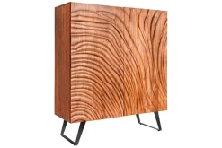 Massives Highboard FLUID 120cm walnuss-braun Akazienholz 3D-Design Kufengestell