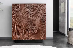 Massives Highboard FLUID 110cm walnuss-braun Akazienholz aufwendiges 3D-Design