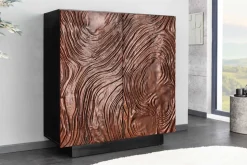 Massives Highboard FLUID 110cm walnuss-braun Akazienholz aufwendiges 3D-Design