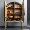 Massives Highboard LION 140cm schwarz gold Mangoholz 3D Schnitzereien Kunstwerk