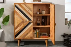 Massives Highboard LONG ISLAND 120cm Mangoholz mit aufwendiger Front